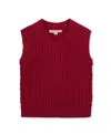 Hope & Henry Kids' Organic V-neck Cable Sweater Vest In Burgundy