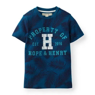 Hope & Henry Kids'  Boys' Printed Short Sleeve Graphic Tee In Blue
