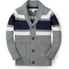 Hope & Henry Boys' Shawl Collar Cardigan, Kids In Dark Gray Heather Chest Stripe