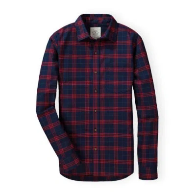 Hope & Henry Brushed Flannel Button Down Shirt In Red And Blue Plaid