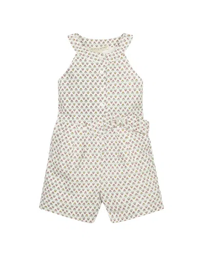 Hope & Henry Kids'  Button Front Halter Linen-blend Romper In Neutral