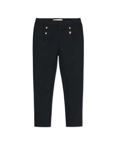 Hope & Henry Button Placket Ponte Pant In Black
