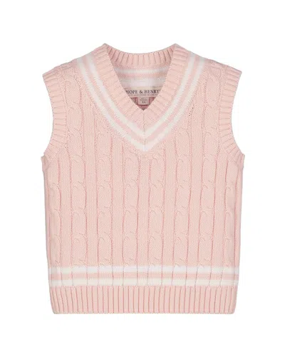 Hope & Henry Cable Tennis Sweater Vest In Pink