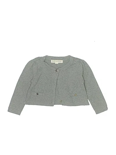 Pre-owned Hope & Henry Kids' Cardigan Sweater In Gray