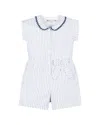 Hope & Henry Collared Button Front Linen-blend Romper In White