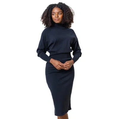 Hope & Henry Dolman Sleeve Sweater Dress In Black Mock Neck