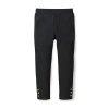 Hope & Henry Babies'  Girls' Button Cuff Ponte Pant, Toddler In Black Button Cuff