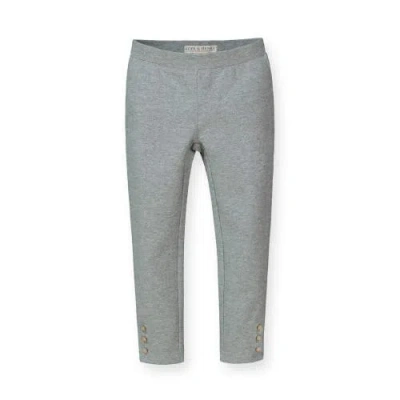 Hope & Henry Babies'  Girls' Button Cuff Ponte Pant, Toddler In Heather Grey Button Cuff