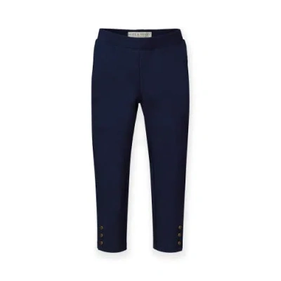 Hope & Henry Girls' Button Cuff Ponte Pant, Toddler In Navy Button Cuff
