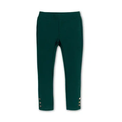 Hope & Henry Babies'  Girls' Button Cuff Ponte Pant, Toddler In Pine Green