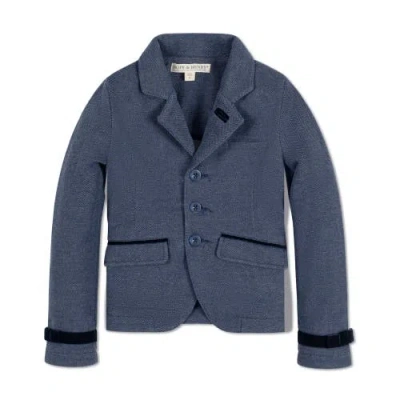 Hope & Henry Girls' Dressy Fleece Riding Blazer, Kids In Navy Herringbone Fleece