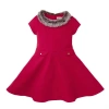 Hope & Henry Girls' Fit And Flare Ponte Dress With Faux Fur, Kids In Red