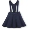 Hope & Henry Girls' Fleece Bow Front Suspender Skirt, Toddler In Navy Herringbone