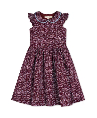 Hope & Henry Girls' Flutter Sleeve Linen Dress With Peter Pan Collar - Little Kid, Big Kid In Brown