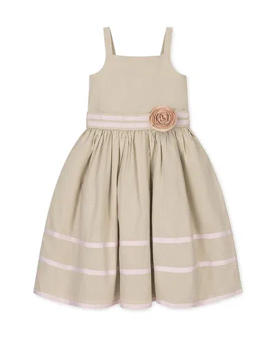 Hope & Henry Kids' Linen Cami Rosette Dress In Neutral