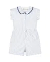 Hope & Henry Girls' Linen Peter Pan Collar Button Front Romper - Little Kid, Big Kid In White