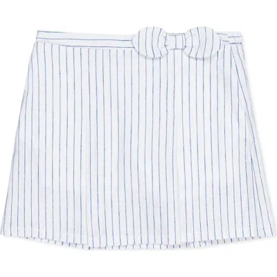 Hope & Henry Babies'  Girls' Linen Pleated Bow Skort, Toddler In White Court Pinstripe