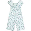 Hope & Henry Girls' Linen Puff Sleeve Jumpsuit, Kids In Coastal Cottage Floral