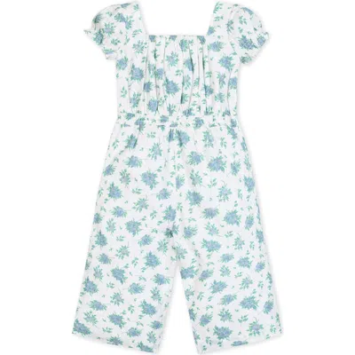 Hope & Henry Girls' Linen Puff Sleeve Jumpsuit, Kids In Coastal Cottage Floral