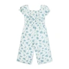 Hope & Henry Girls' Linen Puff Sleeve Jumpsuit, Toddler In Coastal Cottage Floral