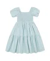 Hope & Henry Girls' Smocked Bubble Sleeve Dress, Kids In Blue