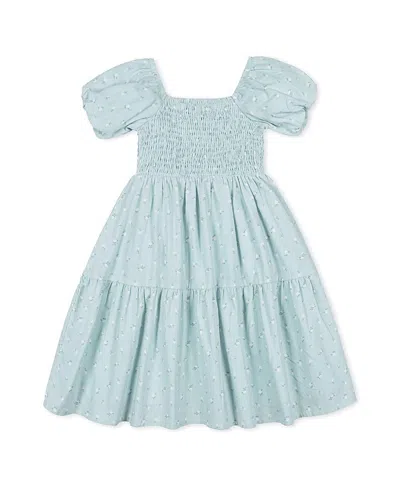 HOPE & HENRY GIRLS' LINEN SMOCKED SHORT BUBBLE SLEEVE DRESS - LITTLE KID, BIG KID