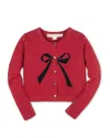 Hope & Henry Kids' Organic Bow Intarsia Sweater Cardigan In Red