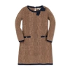 Hope & Henry Girls' Organic Bow Sweater Dress, Kids In Brown Glen Plaid Intarsia