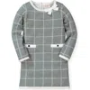 Hope & Henry Girls' Organic Bow Sweater Dress, Kids In Dark Gray Windowpane