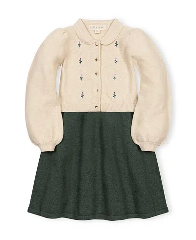 Hope & Henry Girls' Organic Button Front Collared Sweater Dress - Little Kid, Big Kid In Multi