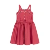 Hope & Henry Girls' Organic Button Front Ruffle Sundress, Kids In Soft Red Solid