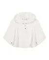 Hope & Henry Kids' Organic Cable Sweater Cape With Faux Fur In White