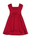 Hope & Henry Kids' Organic Cap Sleeve High Low Sateen Party Dress In Red