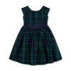 Hope & Henry Girls' Organic Cap Sleeve Party Dress With Bow Sash, Kids In Black Watch Tartan