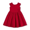 Hope & Henry Girls' Organic Cap Sleeve Party Dress With Bow Sash, Kids In Red Sateen