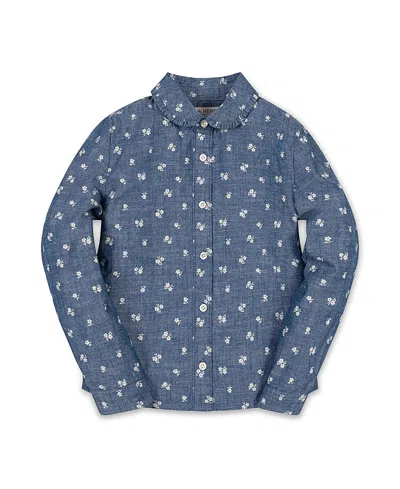 Hope & Henry Girls' Organic Chambray Peter Pan Collar Top - Little Kid, Big Kid In Blue