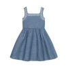 Hope & Henry Girls' Organic Chambray Sundress With Embroidery, Kids In Blue Chambray
