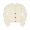 Hope & Henry Girls' Organic Chevron Cable Cardigan, Kids In Ivory Chevron Cable