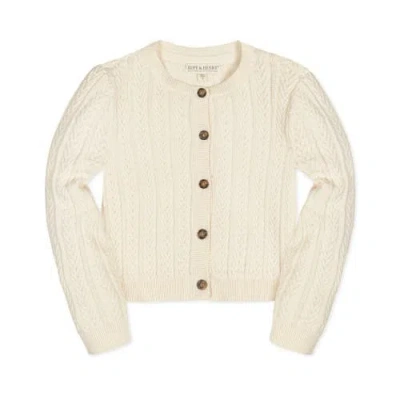 Hope & Henry Girls' Organic Chevron Cable Cardigan, Kids In Ivory Chevron Cable