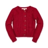 Hope & Henry Girls' Organic Classic Cable Cardigan, Kids In Classic Red Cable