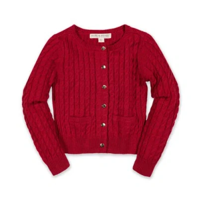 Hope & Henry Girls' Organic Classic Cable Cardigan, Kids In Classic Red Cable