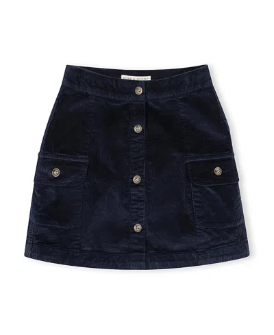 Hope & Henry Girls' Organic Corduroy Button Front Skirt - Little Kid, Big Kid In Blue