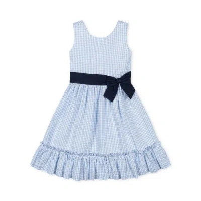 Hope & Henry Girls' Organic Cross Back Party Dress, Kids In Classic Blue Gingham