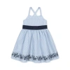 Hope & Henry Kids'  Girls' Organic Embroidered Special Sundress, Toddler In Blue Seersucker