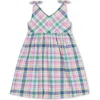 Hope & Henry Girls' Organic Eyelet Bow Shoulder Dress, Toddler In Flower Show Plaid