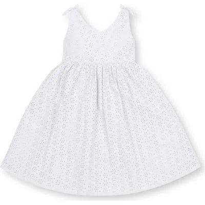 Hope & Henry Babies'  Girls' Organic Eyelet Bow Shoulder Dress, Toddler In White Eyelet