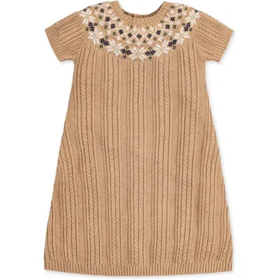 Hope & Henry Girls' Organic Fair Isle Cable Sweater Dress, Kids In Ivory Fair Isle Cable