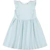 Hope & Henry Babies'  Girls' Organic Flutter Sleeve Open Back Dress, Toddler In Mint Seersucker