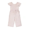 Hope & Henry Girls' Organic Flutter Sleeve Pintuck Jumpsuit, Kids In Vintage Petal Ditsy
