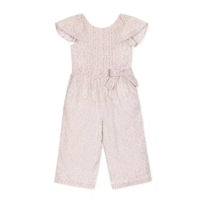 Hope & Henry Babies'  Girls' Organic Flutter Sleeve Pintuck Jumpsuit, Toddler In Vintage Petal Ditsy